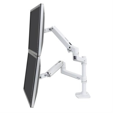 Ergotron LX Dual Stacking Arm, No Grommet Mount (Bright White Texture)
